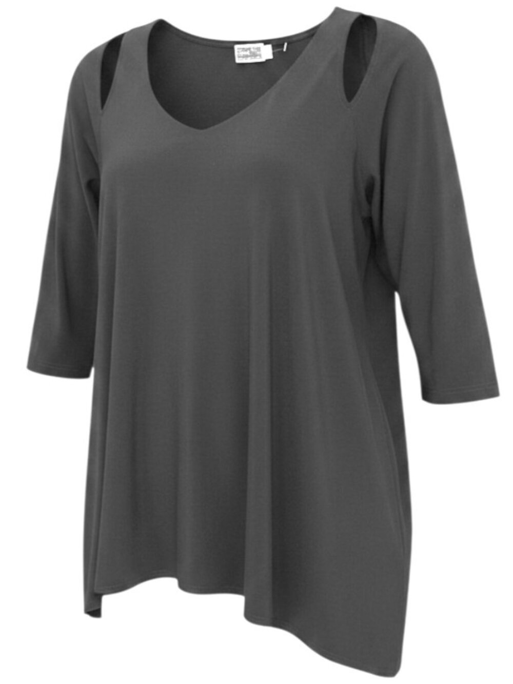 Sympli Black Cold Shoulder Tunic with Asymmetrical Hemline Size 10